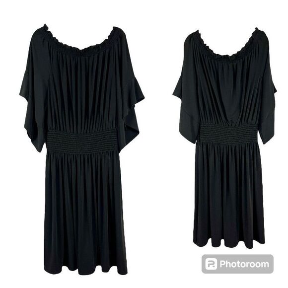 Ashley Stewart Black Off The Shoulder Blouson Dress 22/24 - Picture 1 of 10
